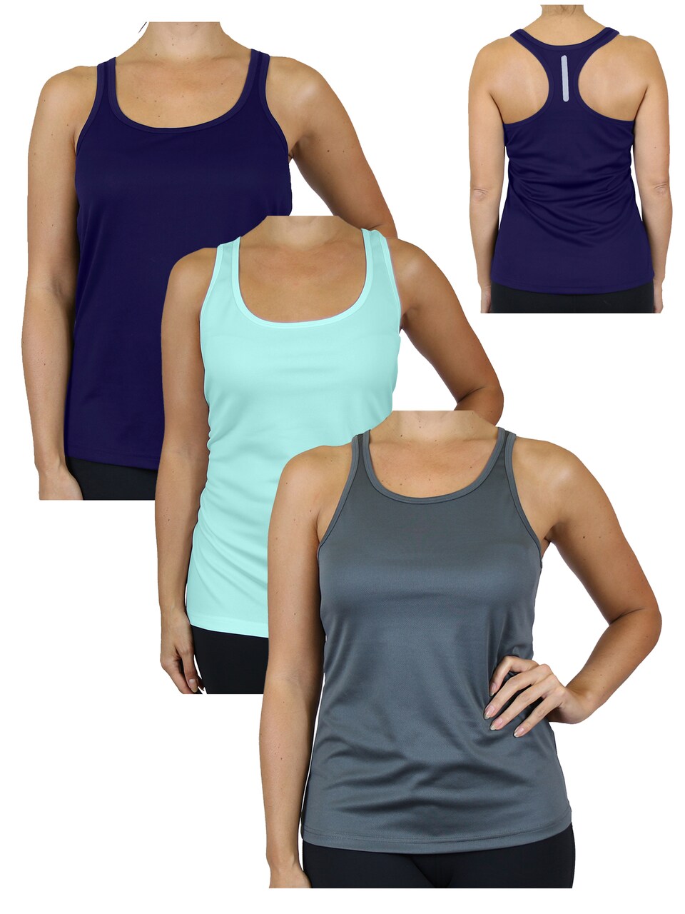 Galaxy By Harvic Women's Moisture Wicking Racerback Tank-3 Pack (S-3XL)